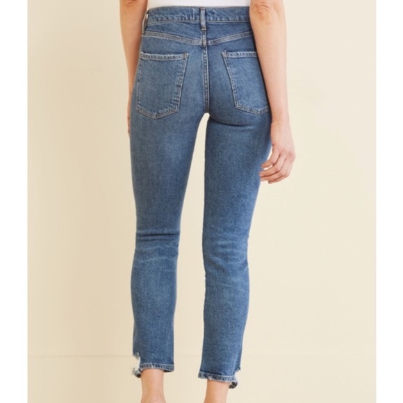 Agolde Distressed Blue Cropped Jeans - Picture 2 of 7